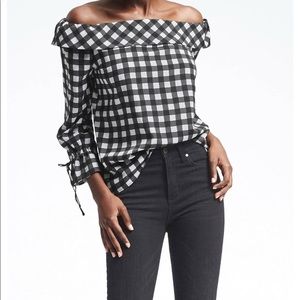 Black & White Gingham Off the Shoulder Top